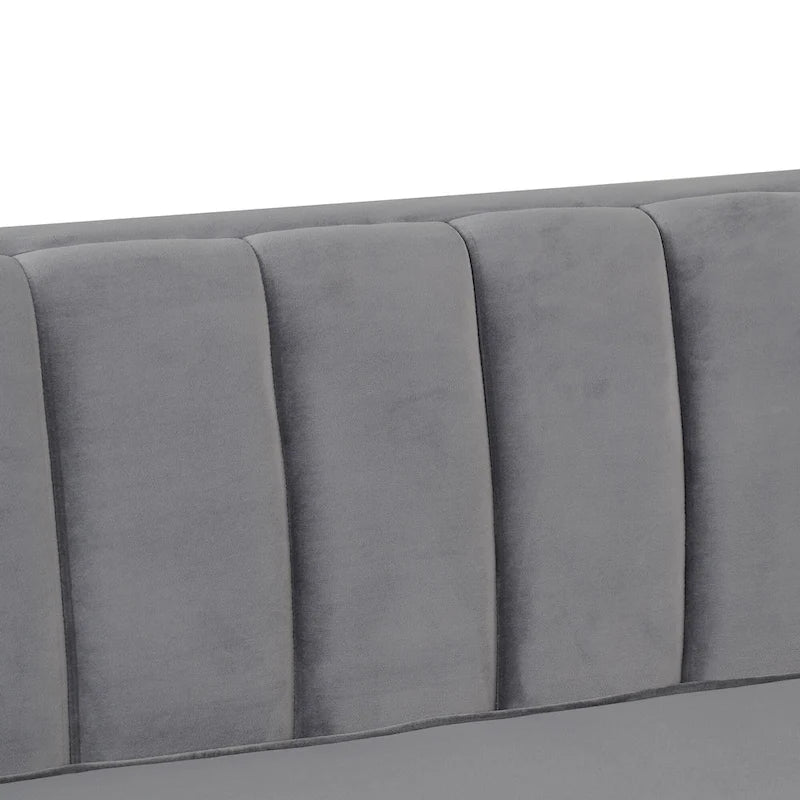 Morden Fort Canapé et fauteuil modernes 2 pièces en velours hollandais gris, pieds en fer