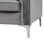 Morden Fort Canapé et fauteuil modernes 2 pièces en velours hollandais gris, pieds en fer