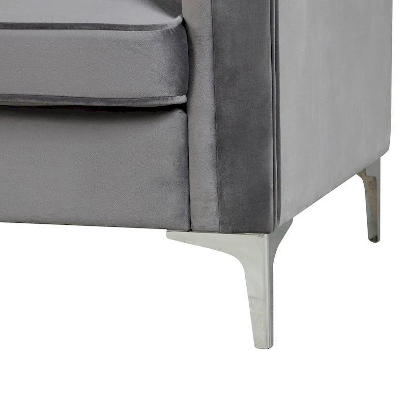 Morden Fort Canapé et fauteuil modernes 2 pièces en velours hollandais gris, pieds en fer