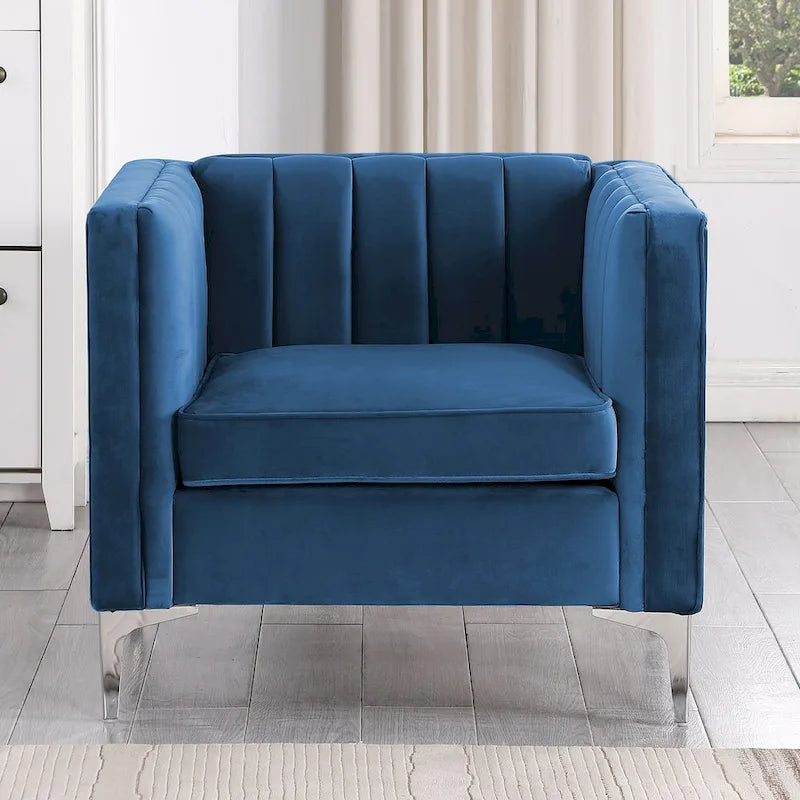 Morden Fort Canapé et fauteuil modernes 2 pièces en velours hollandais gris, pieds en fer