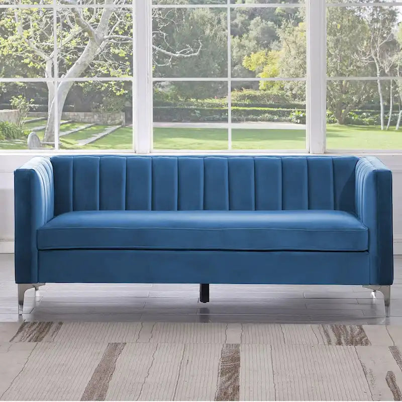 Morden Fort Canapé et fauteuil modernes 2 pièces en velours hollandais gris, pieds en fer