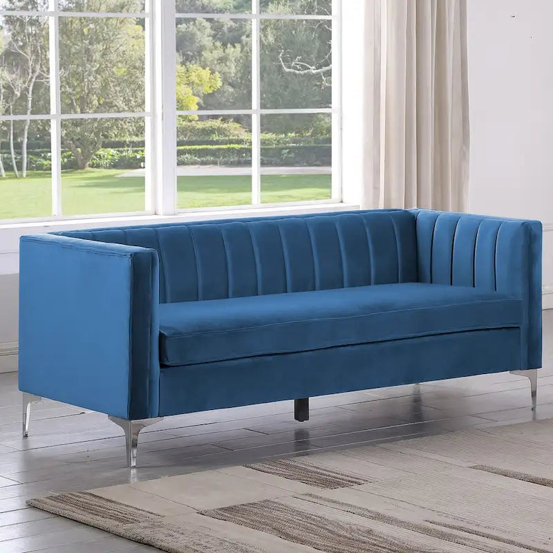 Morden Fort Canapé et fauteuil modernes 2 pièces en velours hollandais gris, pieds en fer