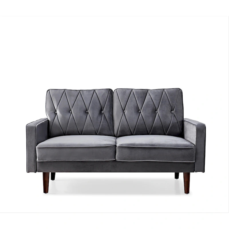 Causeuse Feemster 57,5 po de large en velours touffeté avec coussins de dossier