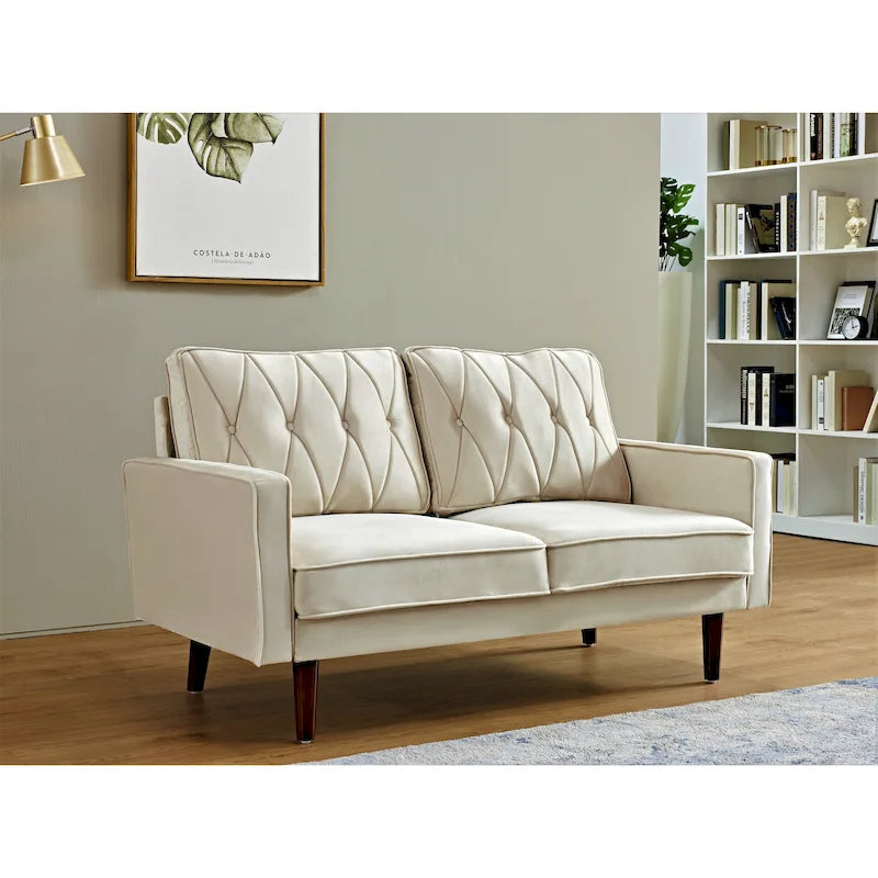 Causeuse Feemster 57,5 po de large en velours touffeté avec coussins de dossier