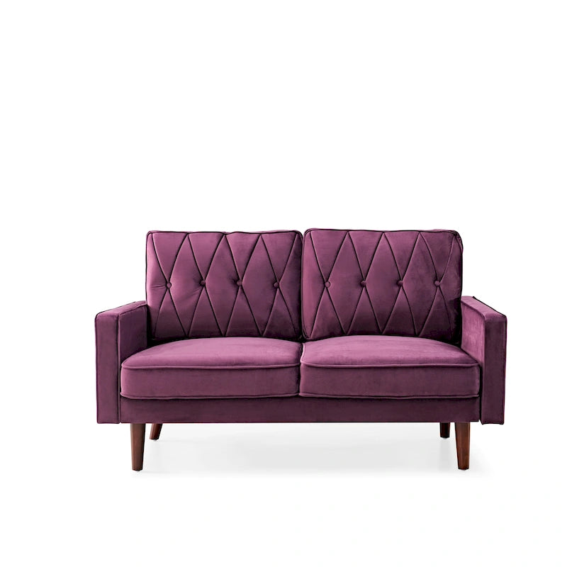 Causeuse Feemster 57,5 po de large en velours touffeté avec coussins de dossier