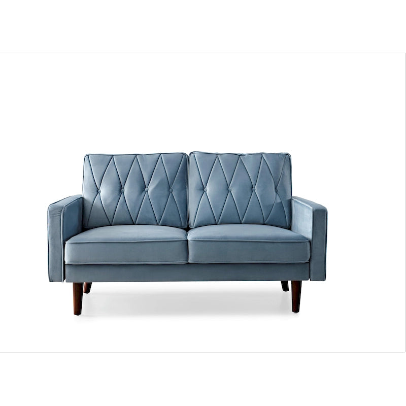 Causeuse Feemster 57,5 po de large en velours touffeté avec coussins de dossier