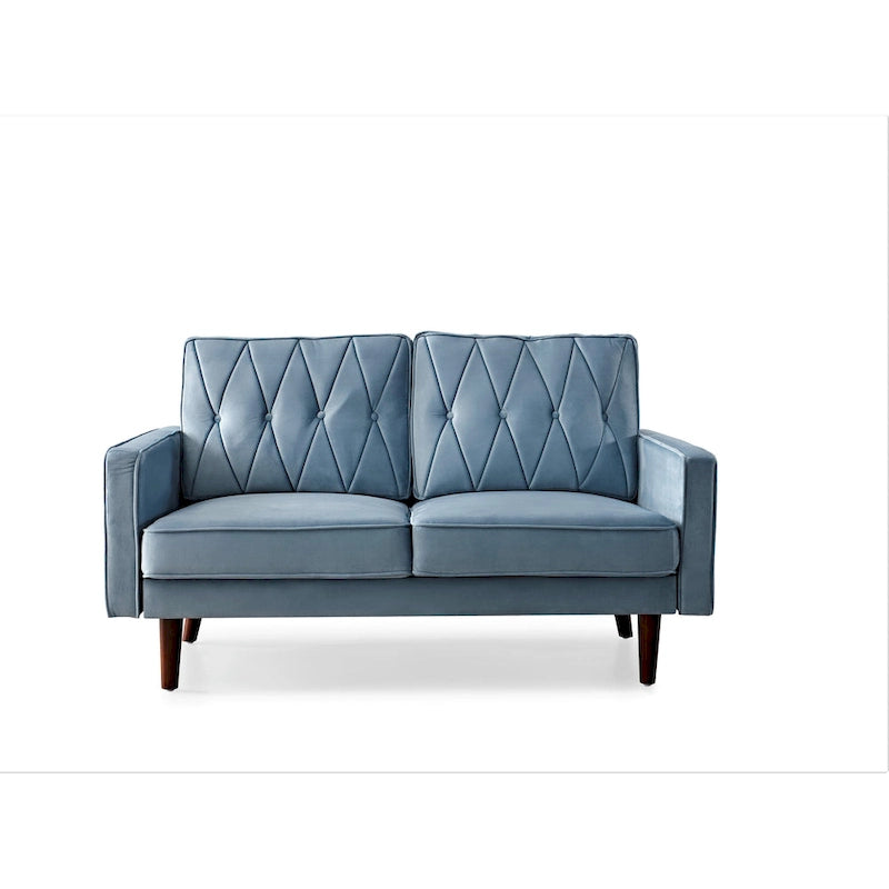Causeuse Feemster 57,5 po de large en velours touffeté avec coussins de dossier
