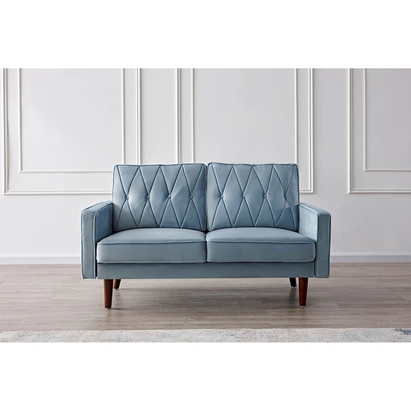 Causeuse Feemster 57,5 po de large en velours touffeté avec coussins de dossier
