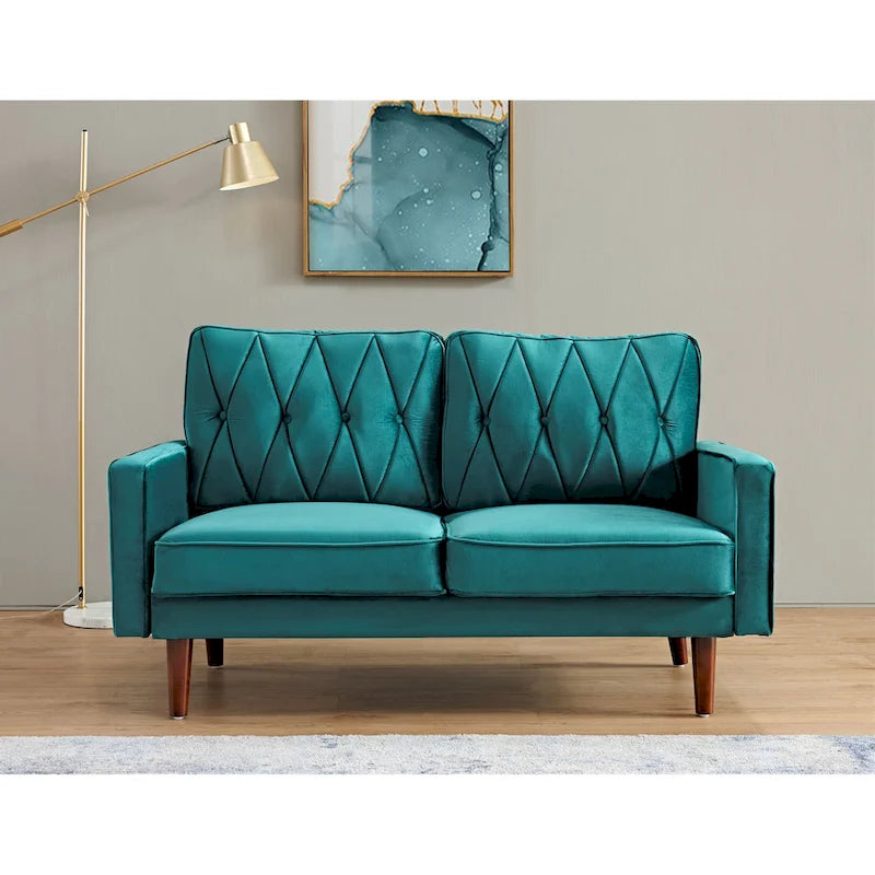 Causeuse Feemster 57,5 po de large en velours touffeté avec coussins de dossier
