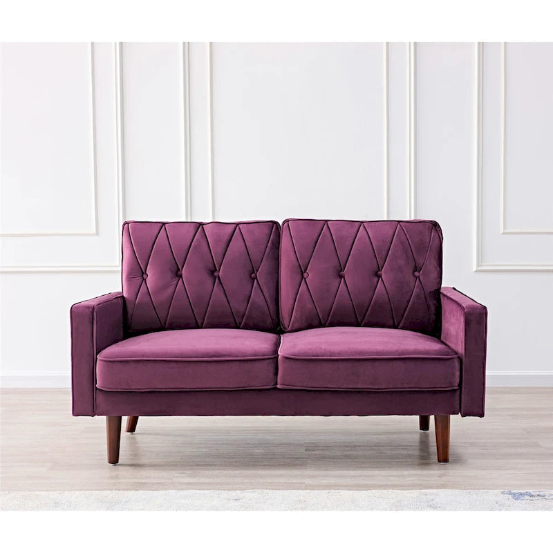 Causeuse Feemster 57,5 po de large en velours touffeté avec coussins de dossier