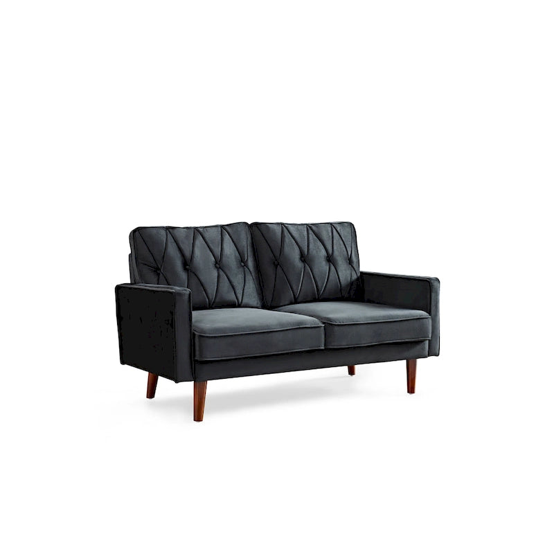 Causeuse Feemster 57,5 po de large en velours touffeté avec coussins de dossier
