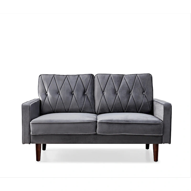 Causeuse Feemster 57,5 po de large en velours touffeté avec coussins de dossier