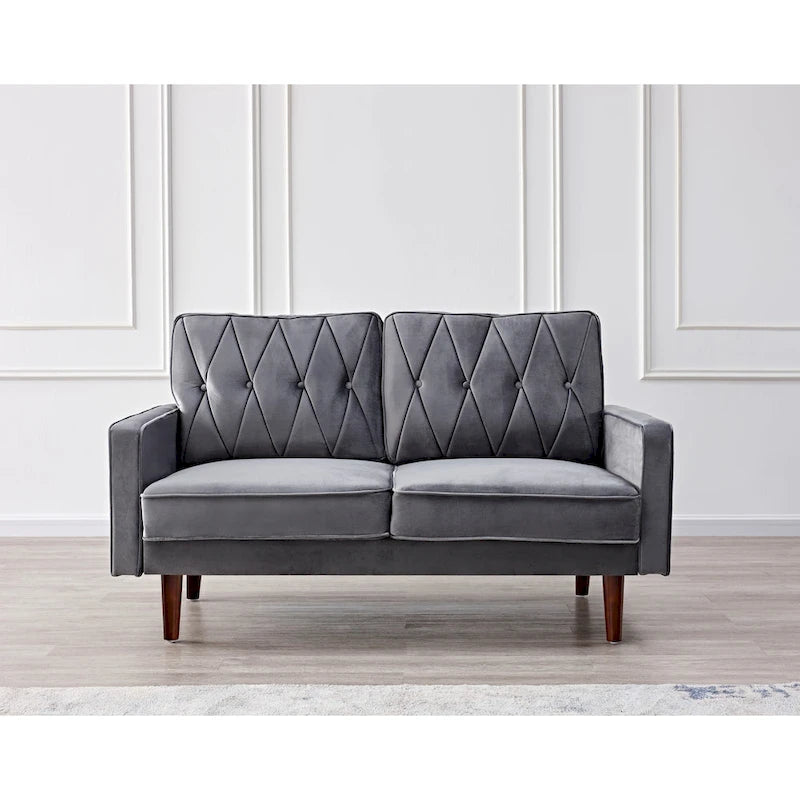 Causeuse Feemster 57,5 po de large en velours touffeté avec coussins de dossier