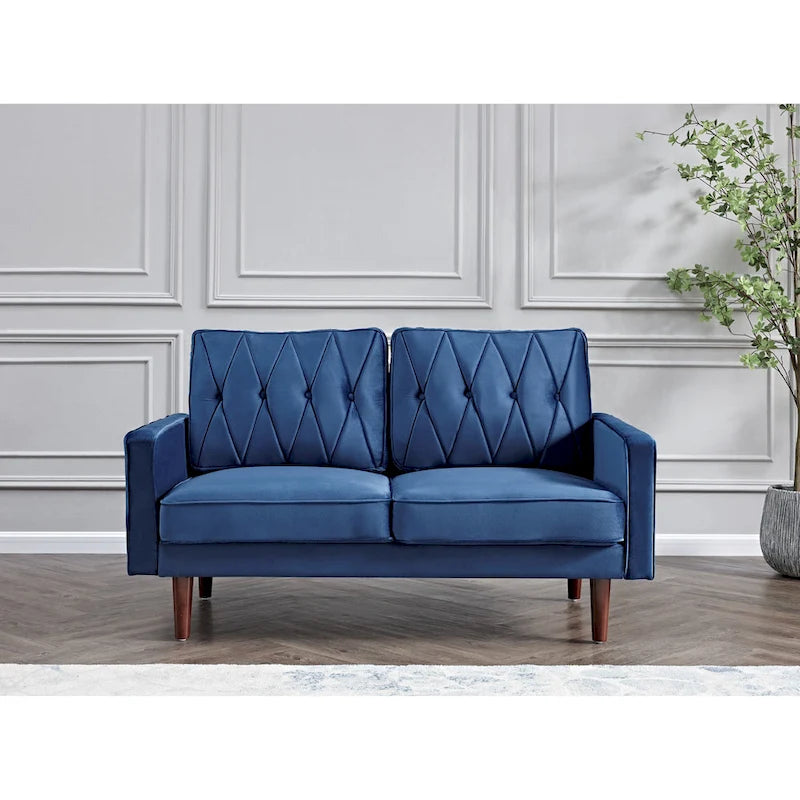Causeuse Feemster 57,5 po de large en velours touffeté avec coussins de dossier