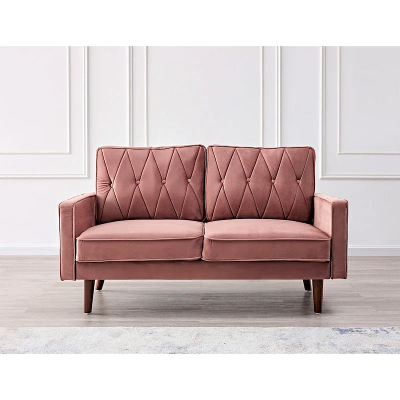 Causeuse Feemster 57,5 po de large en velours touffeté avec coussins de dossier
