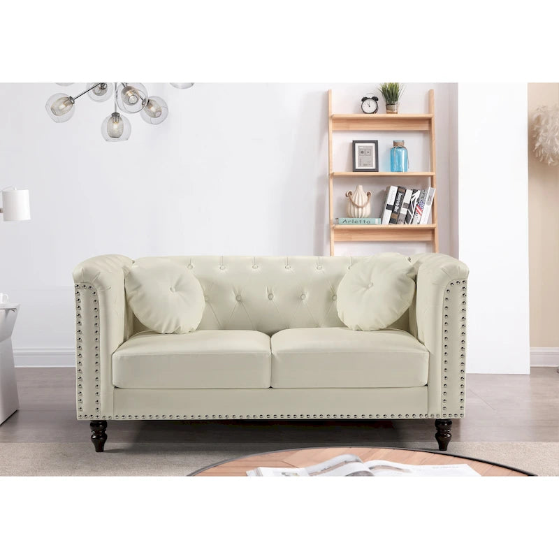 Causeuse en similicuir Chesterfield Atkinson Classic Kittleson à têtes de clous