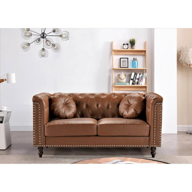 Causeuse en similicuir Chesterfield Atkinson Classic Kittleson à têtes de clous