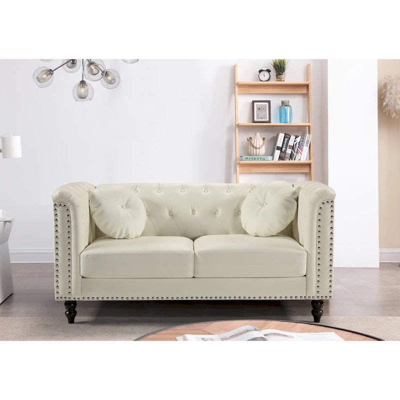 Causeuse en similicuir Chesterfield Atkinson Classic Kittleson à têtes de clous