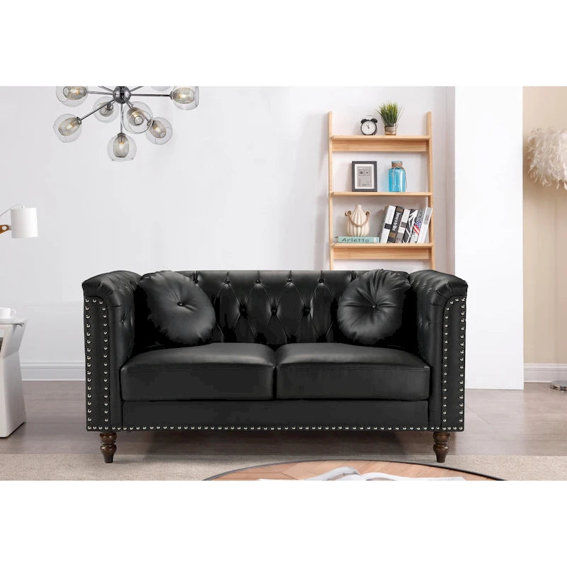 Causeuse en similicuir Chesterfield Atkinson Classic Kittleson à têtes de clous