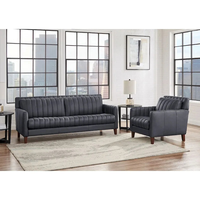 Ensemble canapé et fauteuil en cuir pleine fleur Hydeline Ennis - Canapé, Fauteuil