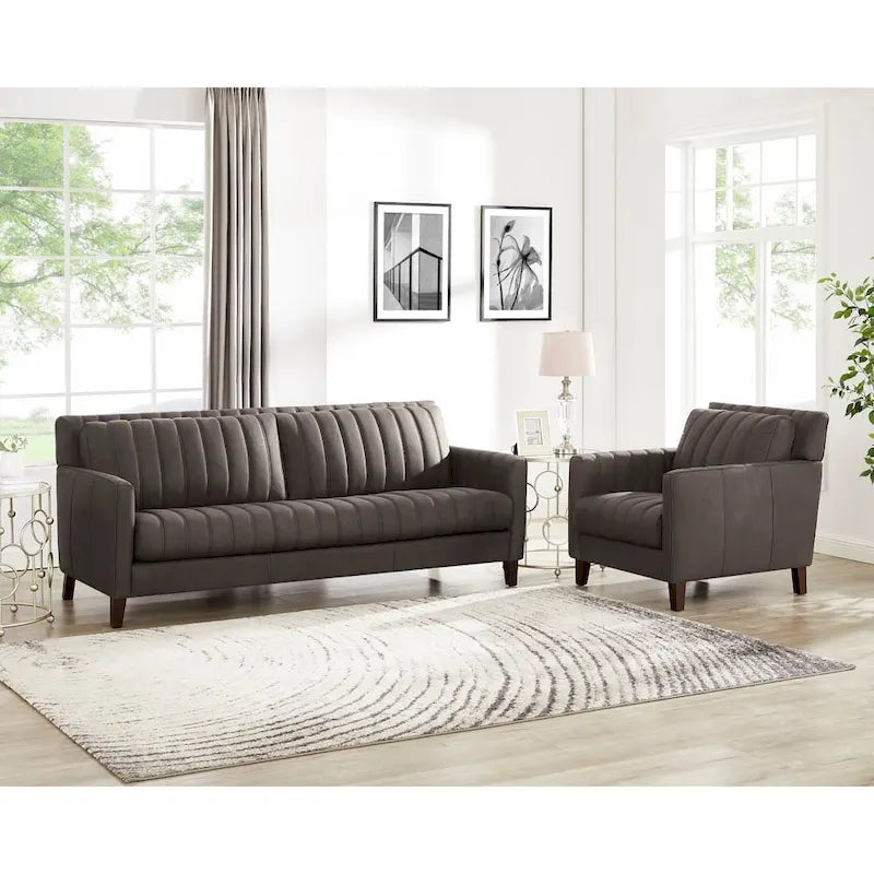 Ensemble canapé et fauteuil en cuir pleine fleur Hydeline Ennis - Canapé, Fauteuil