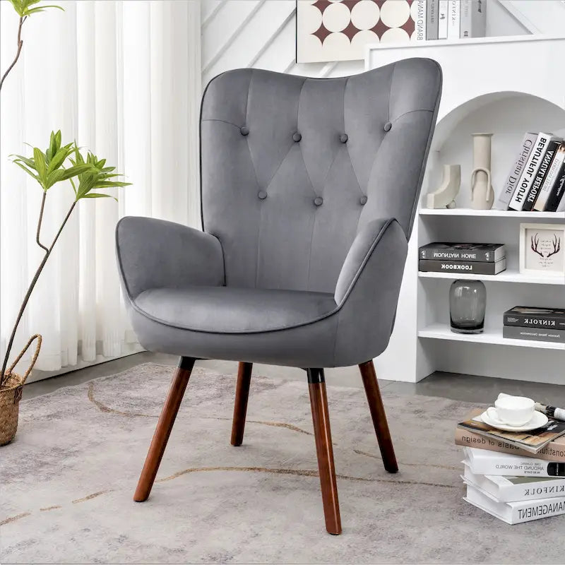 Fauteuil d'appoint à accoudoirs évasés en microfibre Kreedence 26,38 po de large