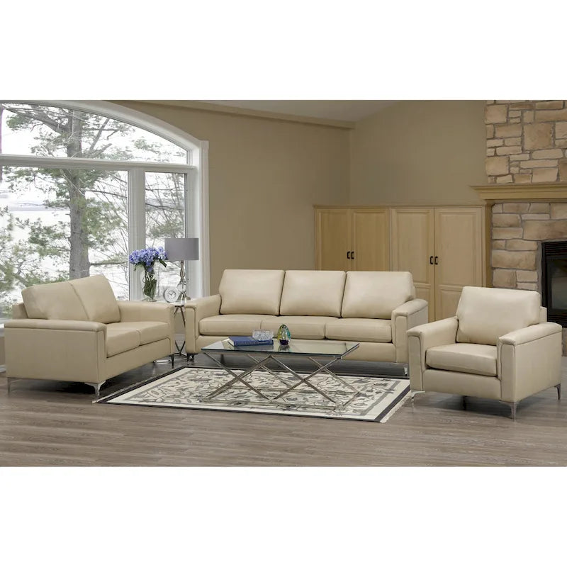 Ensemble canapé et fauteuil Lessa Modern Premium en cuir pleine fleur