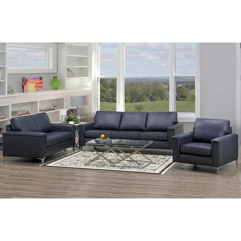 Ensemble canapé et fauteuil Lessa Modern Premium en cuir pleine fleur