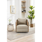 Fauteuil pivotant rond Gris / Beige / Marron, siège d'appoint individuel, rotation à 360°
