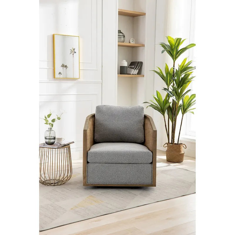Fauteuil pivotant rond Gris / Beige / Marron, siège d'appoint individuel, rotation à 360°