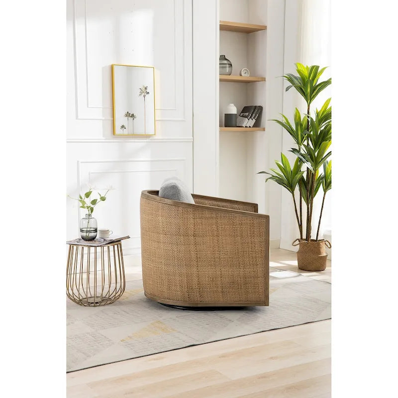 Fauteuil pivotant rond Gris / Beige / Marron, siège d'appoint individuel, rotation à 360°