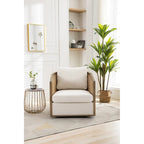 Fauteuil pivotant rond Gris / Beige / Marron, siège d'appoint individuel, rotation à 360°