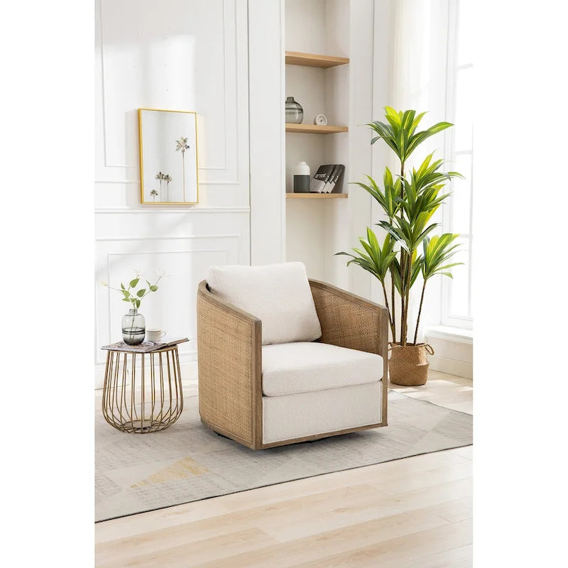 Fauteuil pivotant rond Gris / Beige / Marron, siège d'appoint individuel, rotation à 360°