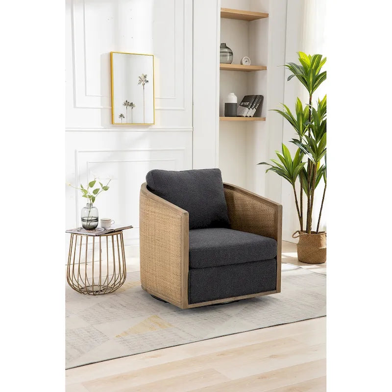 Fauteuil pivotant rond Gris / Beige / Marron, siège d'appoint individuel, rotation à 360°