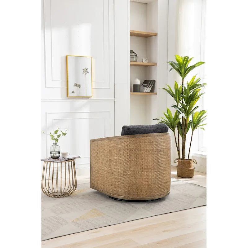 Fauteuil pivotant rond Gris / Beige / Marron, siège d'appoint individuel, rotation à 360°