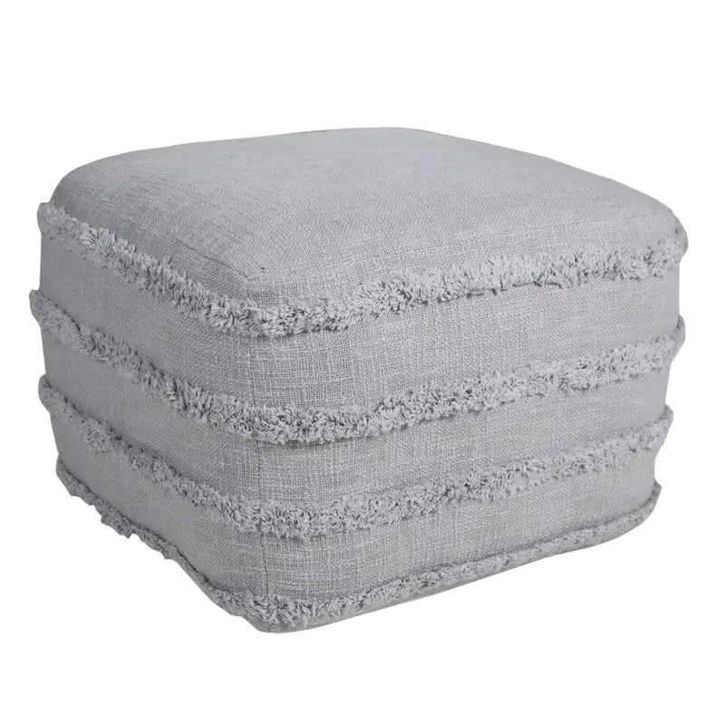 Pouf ottoman Sevita en tissu texturé rayé