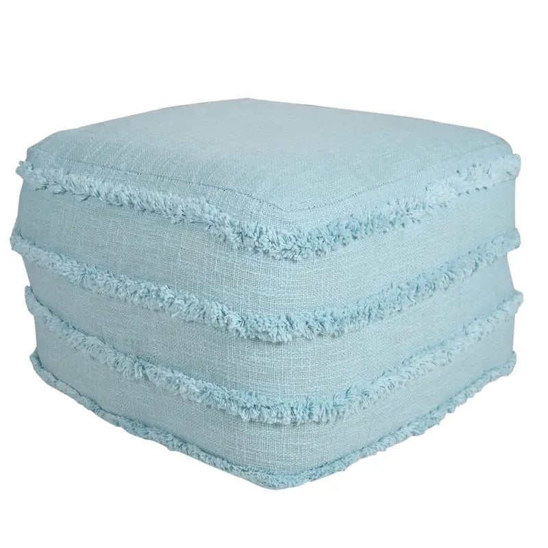 Pouf ottoman Sevita en tissu texturé rayé