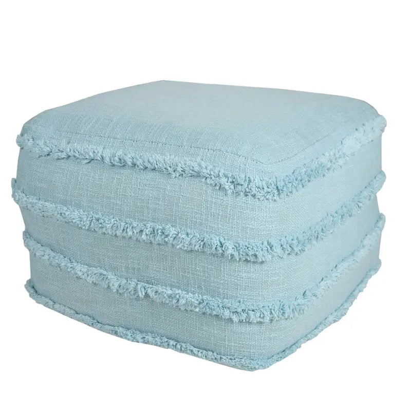 Pouf ottoman Sevita en tissu texturé rayé
