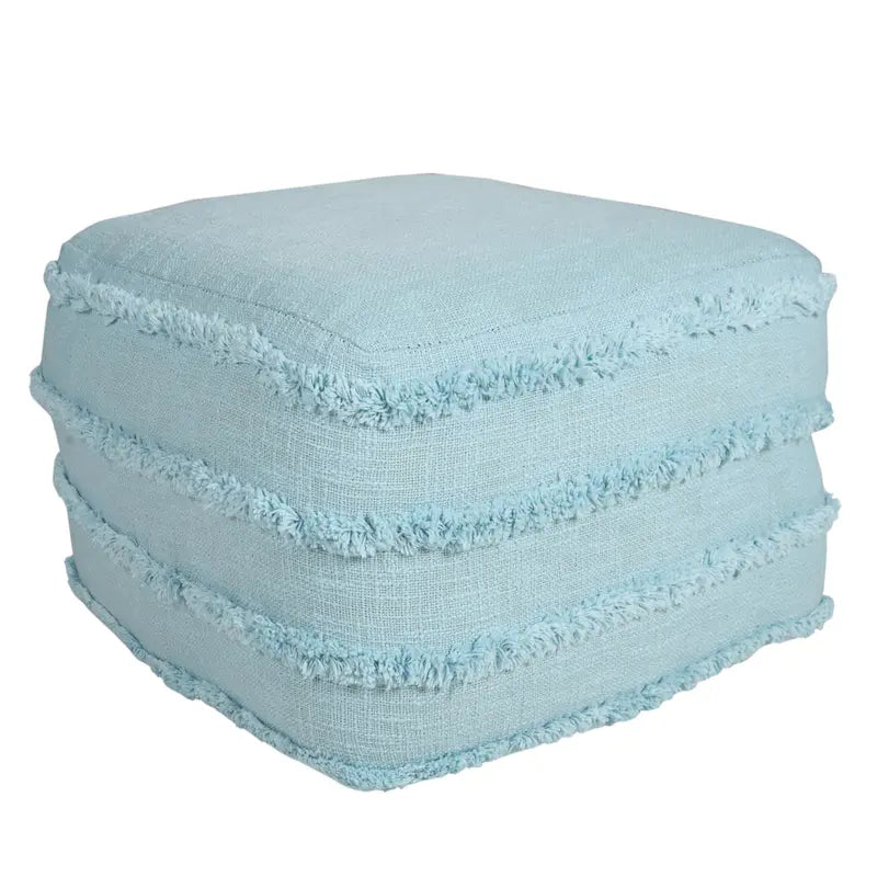 Pouf ottoman Sevita en tissu texturé rayé