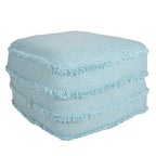 Pouf ottoman Sevita en tissu texturé rayé