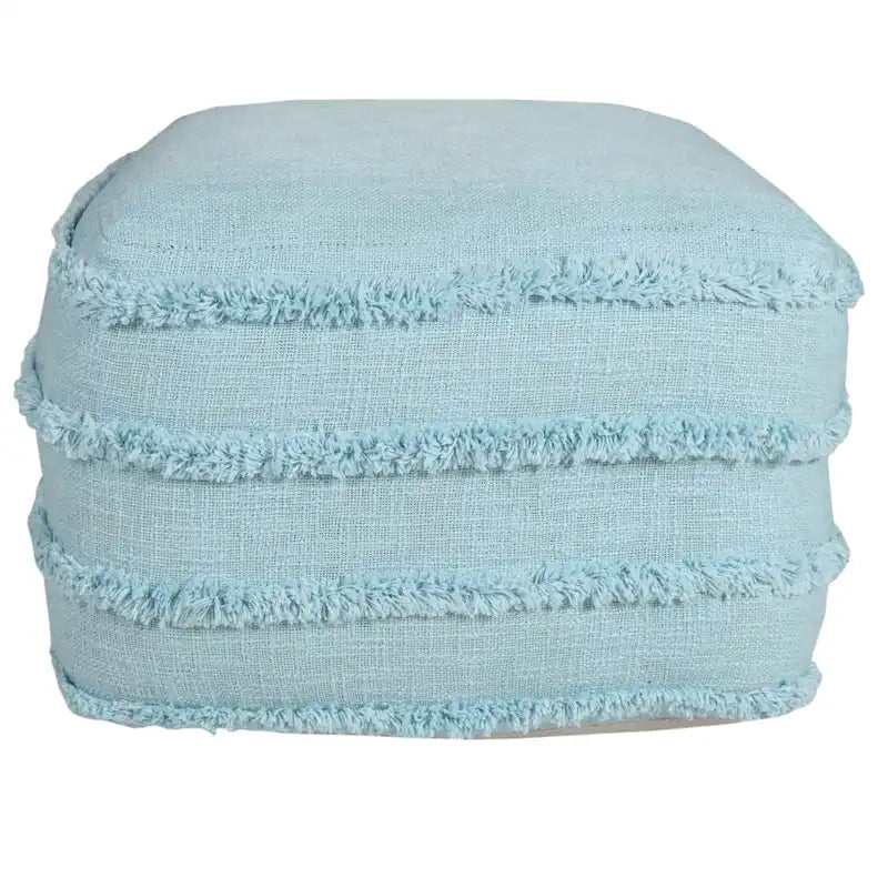 Pouf ottoman Sevita en tissu texturé rayé