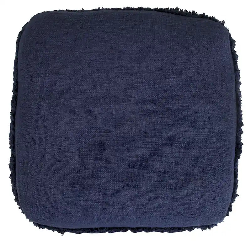 Pouf ottoman Sevita en tissu texturé rayé