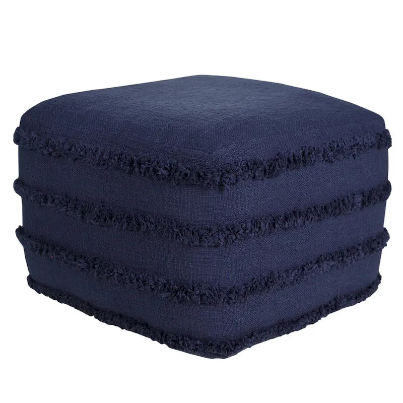 Pouf ottoman Sevita en tissu texturé rayé