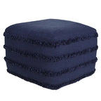 Pouf ottoman Sevita en tissu texturé rayé