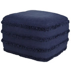 Pouf ottoman Sevita en tissu texturé rayé