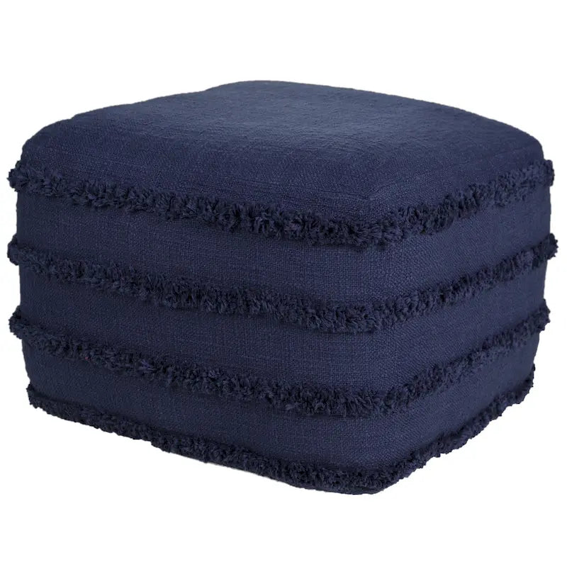 Pouf ottoman Sevita en tissu texturé rayé
