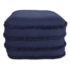 Pouf ottoman Sevita en tissu texturé rayé
