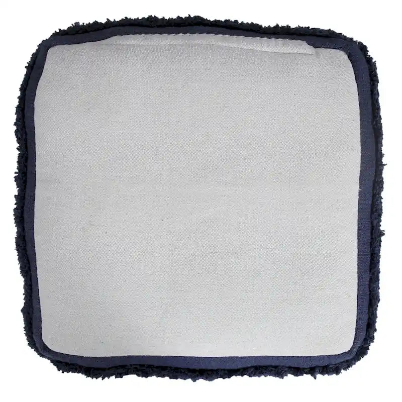 Pouf ottoman Sevita en tissu texturé rayé
