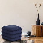 Pouf ottoman Sevita en tissu texturé rayé