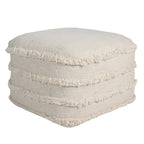 Pouf ottoman Sevita en tissu texturé rayé